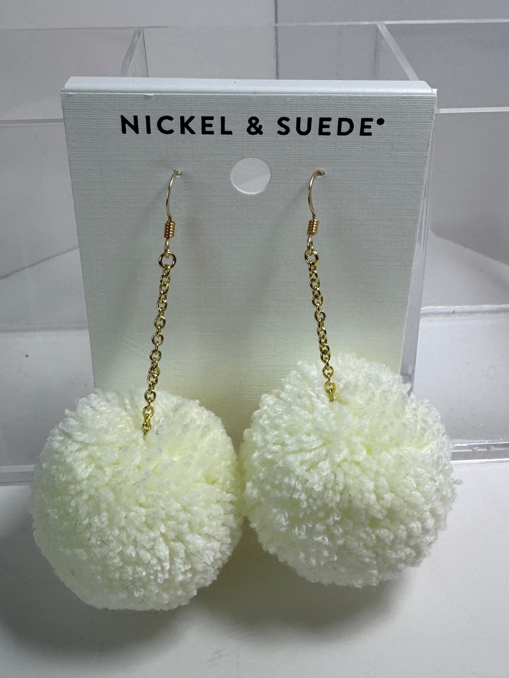 NEW Nickel & Suede Pom Earrings